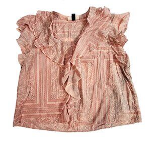 Ruffled Paisley Pink Blouse S Universal Thread 100% Cotton Womens  Short sleeves